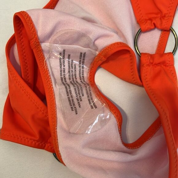 NWOT szL orange bikini structured cups removable halter straps bottom side rings - Picture 11 of 12